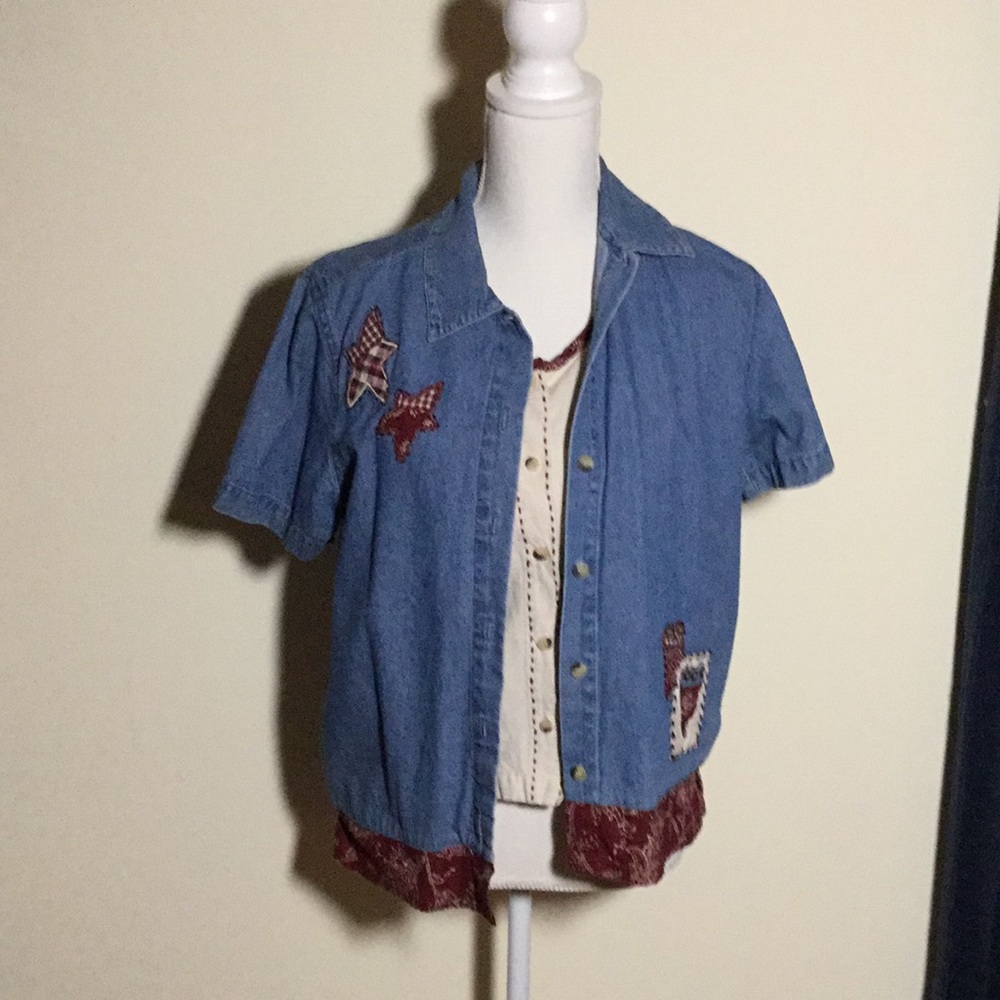 Lemon Grass Short Sleeved Denim Top